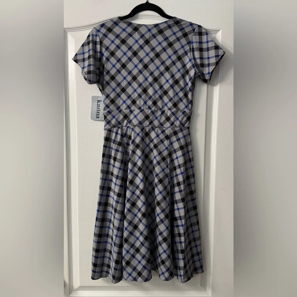 Karina Cece Dress - Navy & Gray Plaid with Pockets - Picture 10 of 14